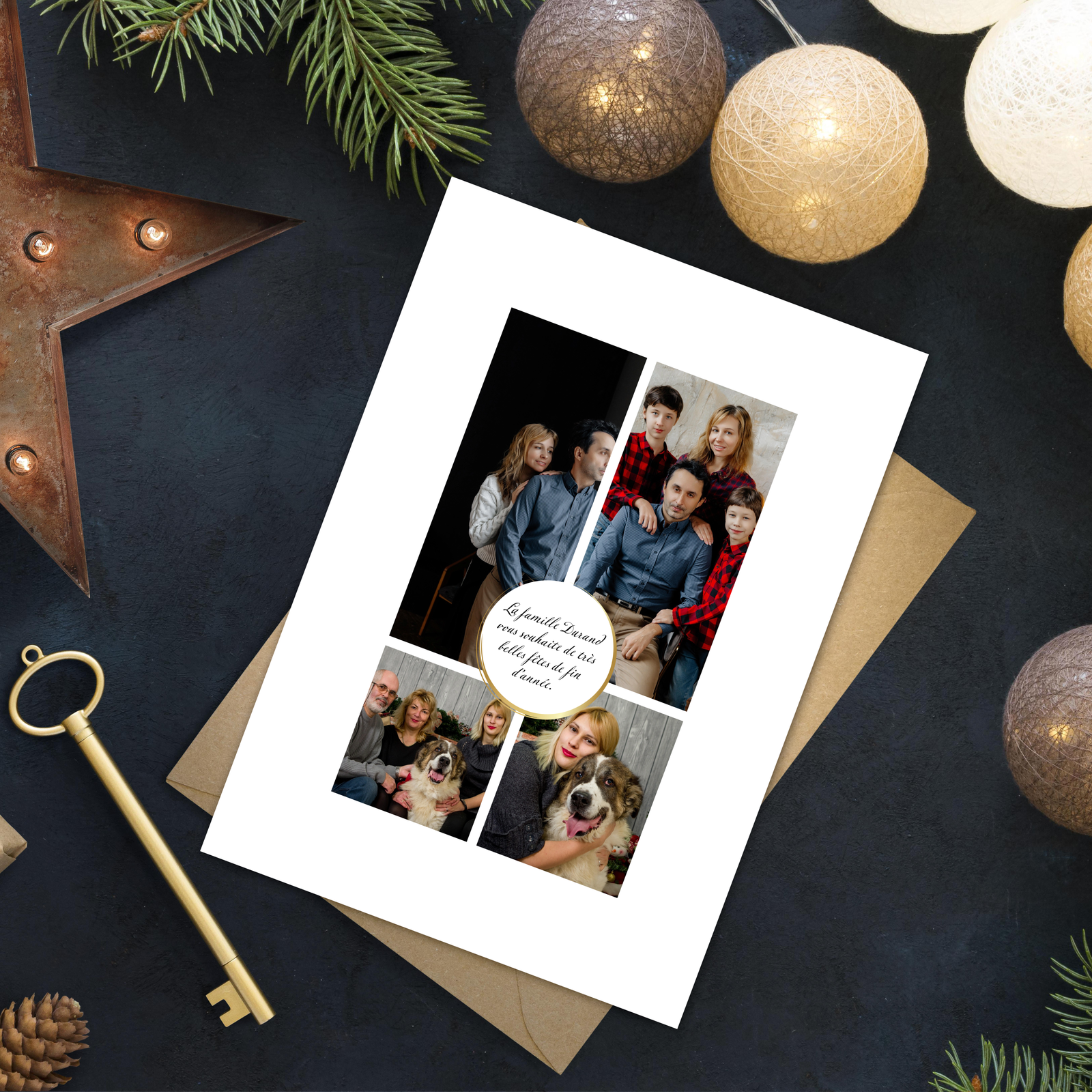 Modèle 12 - Carte de vœux dorée